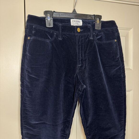 FRAME Le High Skinny Velvet Pants Trousers-Navy Blue Women’s Size 30 - Picture 3 of 7